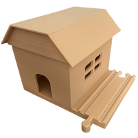 simple house too add to your Brio, IKEA, or Mellissa and Doug train set. Easy to paint and make your own or leave as is! Drops right into your existing wooden train set and allows even further customization by you!