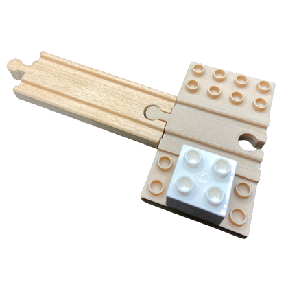 Add Duplo or other blocks to your Brio, IKEA, or Mellissa and Doug wooden train set wooden train set. Create tunnels and over passes with ease. The track addition drop right in with your existing train and allow you child's imagination to run wild as a whole new building experience come to life