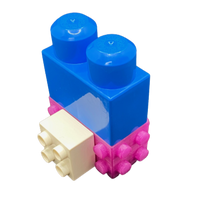 Use this block with five male faces to mount your ideas in new and creative ways! Think of the extra possibilities that can come from being able to join blocks at fun new angles!    Mates with most Duplo and Mega block style building b