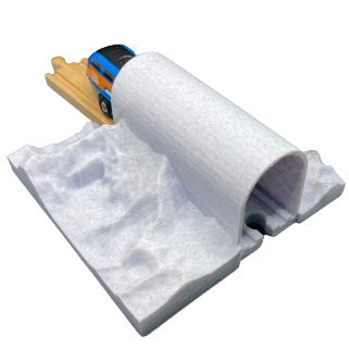 Add a cool mountain pass tunnel to your train set, works with all Brio, Thomas, Melissa and Doug tracks. Add this to your wooden train set to get a mountain chalet or countryside flair with ease.