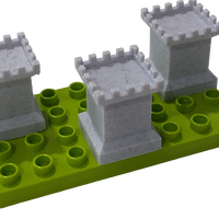 
              A great way to help your child's fantasy build come alive. These castle toppers come on 2x2 block bases and will mate with Duplo style blocks. Use in conjunction with the wall toppers for a total castle building adventure! 
            