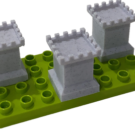 A great way to help your child's fantasy build come alive. These castle toppers come on 2x2 block bases and will mate with Duplo style blocks. Use in conjunction with the wall toppers for a total castle building adventure!