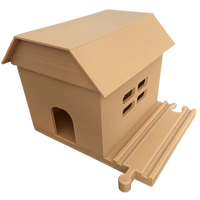 
              simple house too add to your Brio, IKEA, or Mellissa and Doug train set. Easy to paint and make your own or leave as is! Drops right into your existing wooden train set and allows even further customization by you!
            