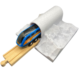 Add a cool mountain pass tunnel to your train set, works with all Brio, Thomas, Melissa and Doug tracks. Add this to your wooden train set to get a mountain chalet or countryside flair with ease.