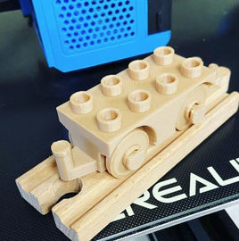 Attach Duplo or other building blocks to your Brio, IKEA, or Mellissa and Doug train set! Train fits all standard wooden train sets and can add a extra level of creativity to your train set building adventures.