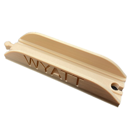 Wooden train bridge with custom name imprinted into the walls of the bridge. These will snap right into your existing Brio, IKEA, or Mellissa and Doug wooden train