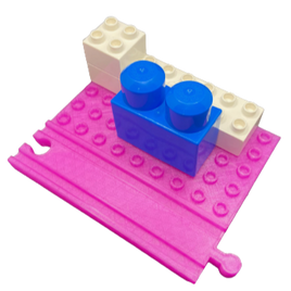 Add this train track section to link your Duplo or Mega Block style bricks to your Brio, IKEA, or Mellissa and Doug wooden train to make a train station, repair depot or anything you can imagine. Simply the best way to add a custom stop on your wooden train setup!