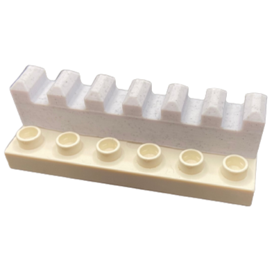 Add some extra flair to your duplo or other compatible building bricks with this 6x1 decorative topper. These pair perfectly with the Castle towers to make your child's fantasy castle pour from the imagination to the table. 